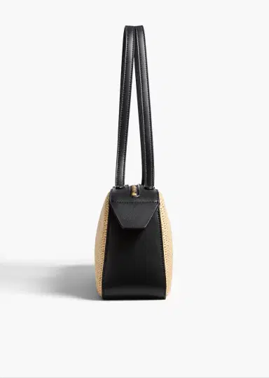 Khaite Simona Shoulder Bag In Natural Raffia With Black Leather | Thumbnail 3 Khaite Simona Shoulder Bag In Natural Raffia With Black Leather | Thumbnail 3