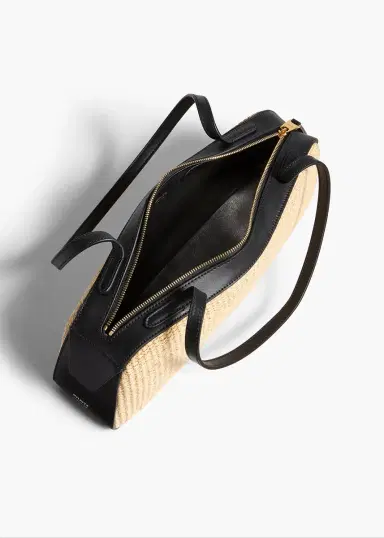 Khaite Simona Shoulder Bag In Natural Raffia With Black Leather | Thumbnail 4 Khaite Simona Shoulder Bag In Natural Raffia With Black Leather | Thumbnail 4