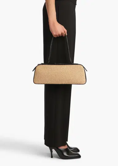 Khaite Simona Shoulder Bag In Natural Raffia With Black Leather | Thumbnail 5 Khaite Simona Shoulder Bag In Natural Raffia With Black Leather | Thumbnail 5