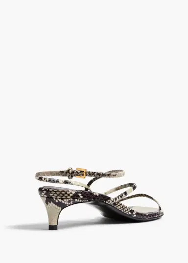 Khaite Loop Kitten Heel Sandal In Natural Python-Embossed Leather | Thumbnail 3
