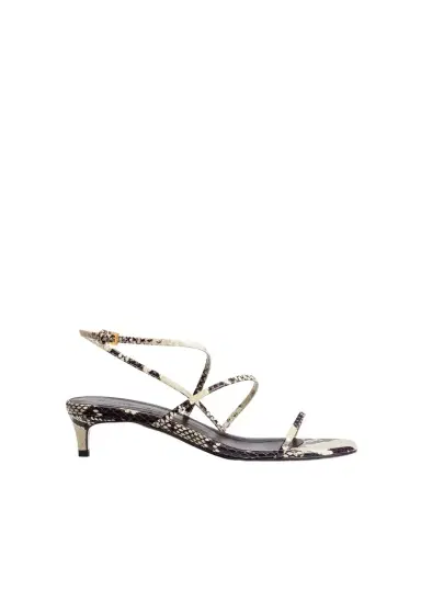 Khaite Loop Kitten Heel Sandal In Natural Python-Embossed Leather | Thumbnail 1