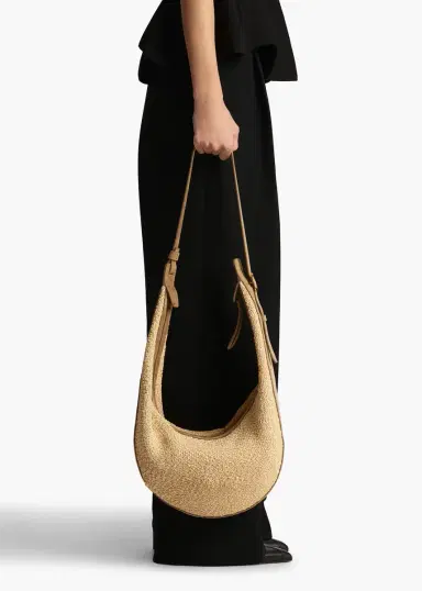 Khaite Augustina Hobo In Wheat Suede And Natural Raffia | Thumbnail 6