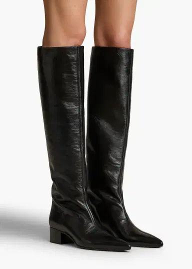 Khaite Andee Knee-High Boot In Black Glazed Leather | Thumbnail 5