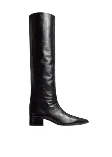 Khaite Andee Knee-High Boot In Black Glazed Leather | Thumbnail 1