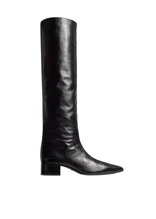 Khaite Andee Knee-High Boot In Black Glazed Leather