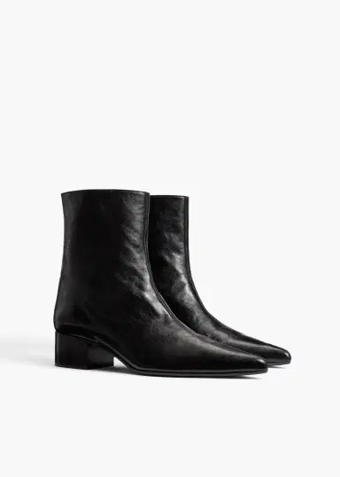 Khaite Andee Ankle Boot In Black Glazed Leather | Thumbnail 2 Khaite Andee Ankle Boot In Black Glazed Leather | Thumbnail 2