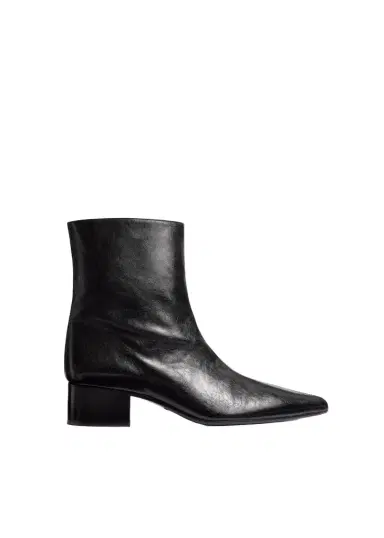 Khaite Andee Ankle Boot In Black Glazed Leather | Thumbnail 1 Khaite Andee Ankle Boot In Black Glazed Leather | Thumbnail 1