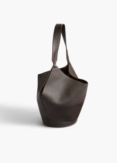 Khaite Small Lotus Tote In Dark Brown Pebbled Leather | Thumbnail 2