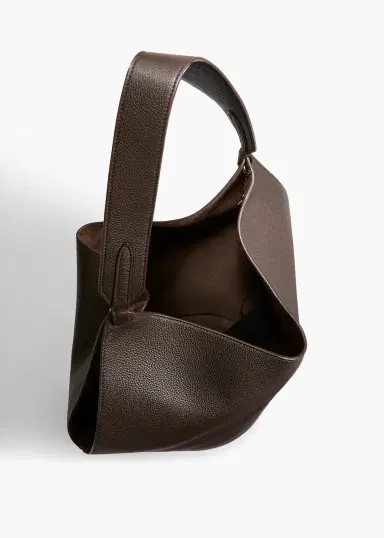 Khaite Small Lotus Tote In Dark Brown Pebbled Leather | Thumbnail 3