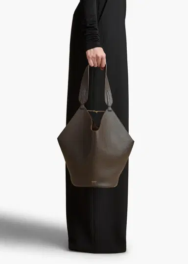 Khaite Small Lotus Tote In Dark Brown Pebbled Leather | Thumbnail 5