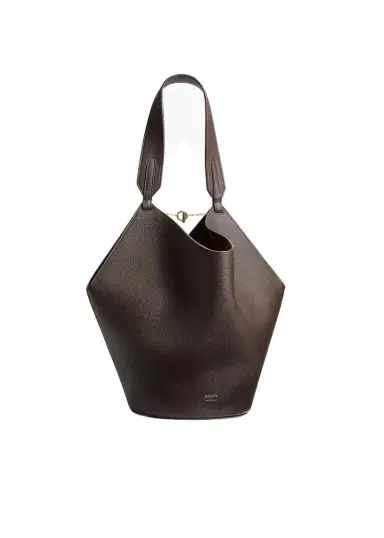 Khaite Small Lotus Tote In Dark Brown Pebbled Leather | Thumbnail 1