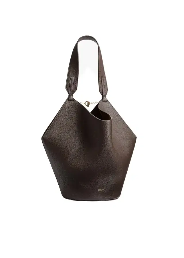 Small Lotus Tote In Dark Brown Pebbled Leather