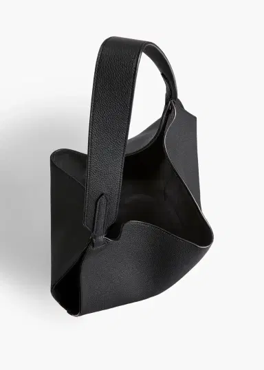 Khaite Small Lotus Tote In Black Pebbled Leather | Thumbnail 3