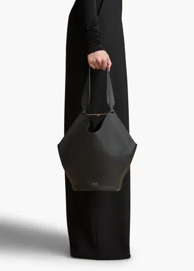 Khaite Small Lotus Tote In Black Pebbled Leather | Thumbnail 5