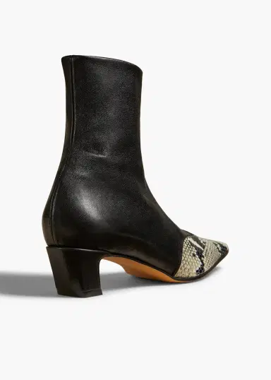 Khaite Nevada Stretch Low Boot In Black With Natural Python-Embossed Leather | Thumbnail 3