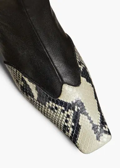 Khaite Nevada Stretch Low Boot In Black With Natural Python-Embossed Leather | Thumbnail 4