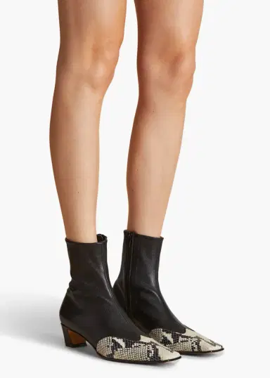 Khaite Nevada Stretch Low Boot In Black With Natural Python-Embossed Leather | Thumbnail 5