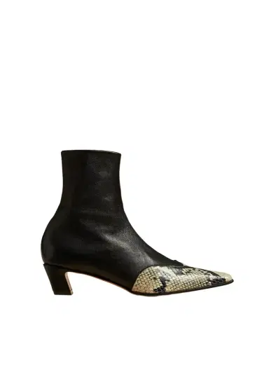 Khaite Nevada Stretch Low Boot In Black With Natural Python-Embossed Leather | Thumbnail 1