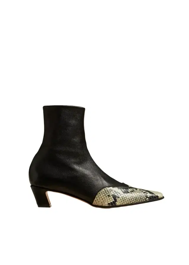 Khaite Nevada Stretch Low Boot In Black With Natural Python-Embossed Leather