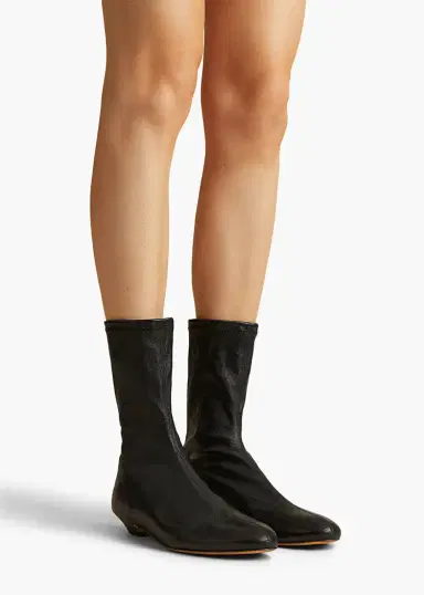 Khaite Apollo Flat Ankle Boot In Black Leather | Thumbnail 4