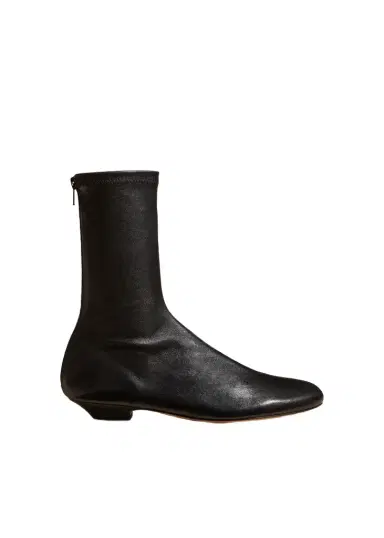Khaite Apollo Flat Ankle Boot In Black Leather | Thumbnail 1