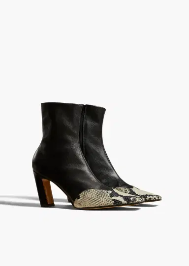 Khaite Nevada Stretch High Boot In Black With Natural Python-Embossed Leather | Thumbnail 2