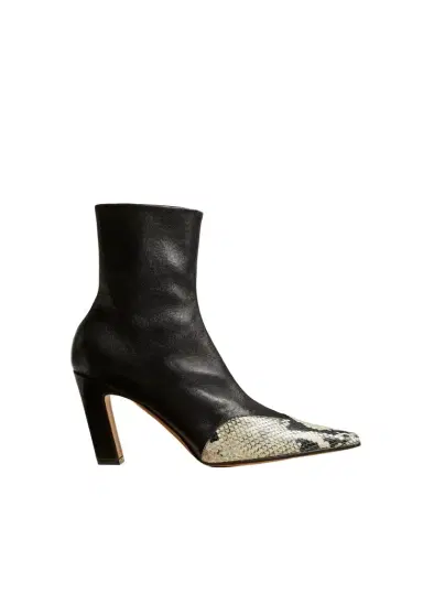 Khaite Nevada Stretch High Boot In Black With Natural Python-Embossed Leather | Thumbnail 1