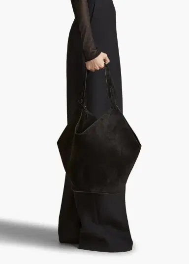 Khaite Medium Lotus Tote In Black Suede | Thumbnail 6