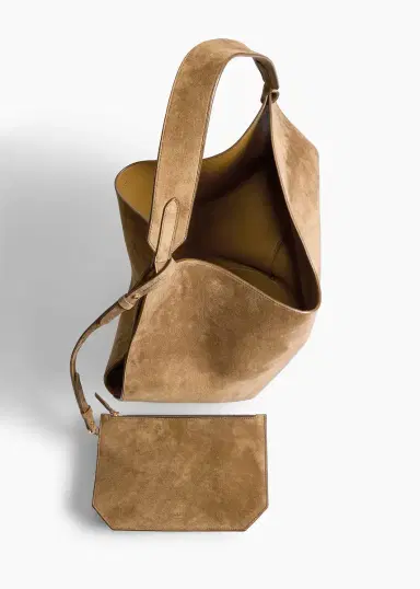 Khaite Medium Lotus Tote In Mud Suede | Thumbnail 3