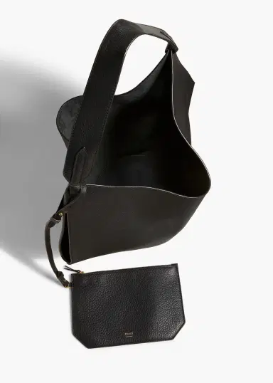 Khaite Medium Lotus Tote In Black Pebbled Leather | Thumbnail 3