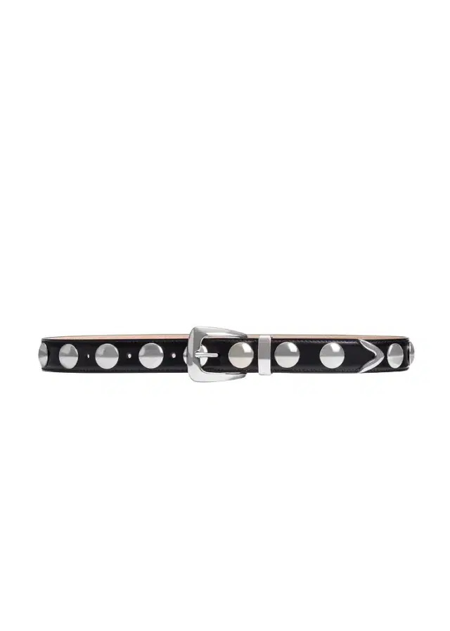 Khaite Benny Belt With Studs In Black Leather And Silver