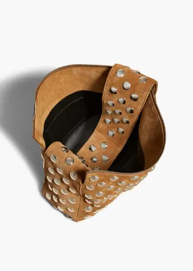 Khaite Elena Bag In Mud Suede With Studs | Thumbnail 3