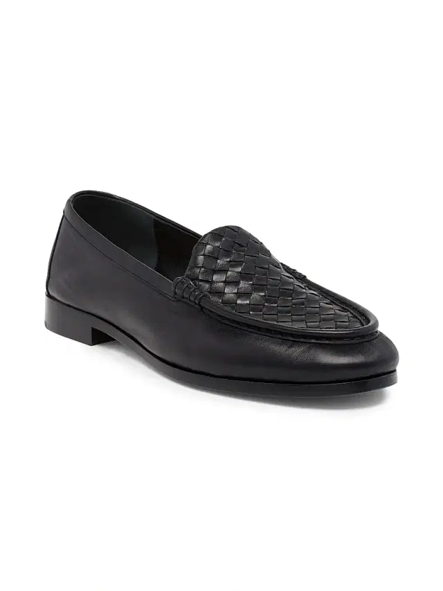 Bottega Veneta Men's Silenzio Intrecciato Leather Loafers - Black