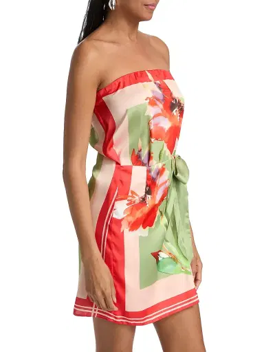 Misa Los Angeles Women's Priya Floral Strapless Side-Tie Minidress - Scarf Flora - Size XL | Thumbnail 4