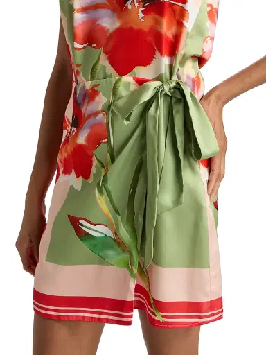 Misa Los Angeles Women's Priya Floral Strapless Side-Tie Minidress - Scarf Flora - Size XL | Thumbnail 6