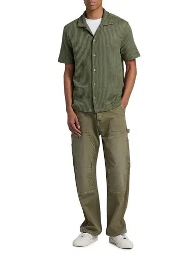 Vince Men's Pointelle Cotton-Blend Short-Sleeve Shirt - Coulter Green - Size XXL | Thumbnail 2 Vince Men's Pointelle Cotton-Blend Short-Sleeve Shirt - Coulter Green - Size XXL | Thumbnail 2