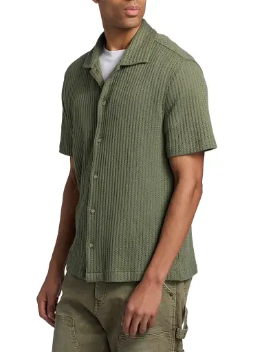 Vince Men's Pointelle Cotton-Blend Short-Sleeve Shirt - Coulter Green - Size XXL | Thumbnail 4 Vince Men's Pointelle Cotton-Blend Short-Sleeve Shirt - Coulter Green - Size XXL | Thumbnail 4