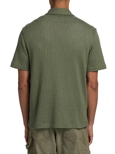 Vince Men's Pointelle Cotton-Blend Short-Sleeve Shirt - Coulter Green - Size XXL | Thumbnail 5 Vince Men's Pointelle Cotton-Blend Short-Sleeve Shirt - Coulter Green - Size XXL | Thumbnail 5