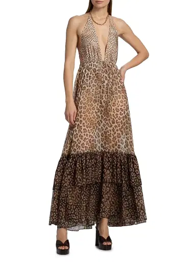 Ramy Brook Women's Milena Colorblocked Leopard Maxi Dress - Light Leopard - Size Large | Thumbnail 2