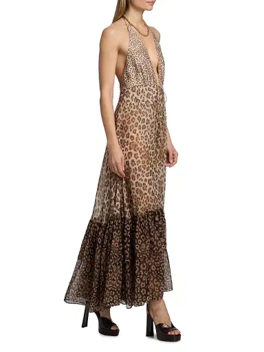 Ramy Brook Women's Milena Colorblocked Leopard Maxi Dress - Light Leopard - Size Large | Thumbnail 4