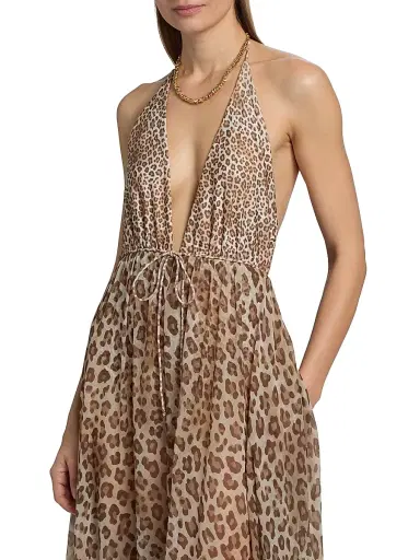 Ramy Brook Women's Milena Colorblocked Leopard Maxi Dress - Light Leopard - Size Large | Thumbnail 6