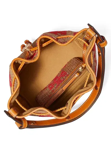 Tory Burch Women's T Monogram Straw Bucket Bag | Thumbnail 4