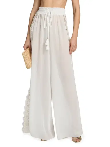 Ramy Brook Women's Athena Embroidered Pants - White - Size XL | Thumbnail 3