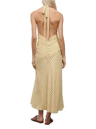 Staud Women's Louise Striped Silk Halter Midi-Dress - Monday Stripe - Size 14 | Thumbnail 5 Staud Women's Louise Striped Silk Halter Midi-Dress - Monday Stripe - Size 14 | Thumbnail 5