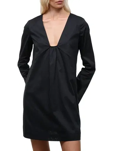 Staud Women's Vivi Gathered Cotton Minidress - Black - Size XL | Thumbnail 2 Staud Women's Vivi Gathered Cotton Minidress - Black - Size XL | Thumbnail 2