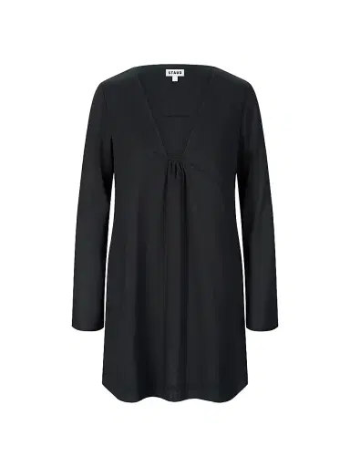 Staud Women's Vivi Gathered Cotton Minidress - Black - Size XL | Thumbnail 1 Staud Women's Vivi Gathered Cotton Minidress - Black - Size XL | Thumbnail 1