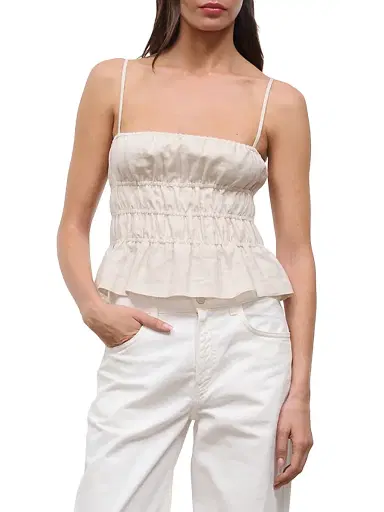 Staud Women's Ayla Linen Tank - Natural - Size XL | Thumbnail 3