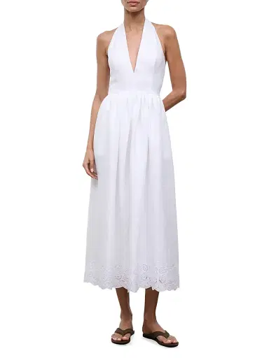 Staud Women's Grazia Linen Halter Midi-Dress - White - Size 12 | Thumbnail 2