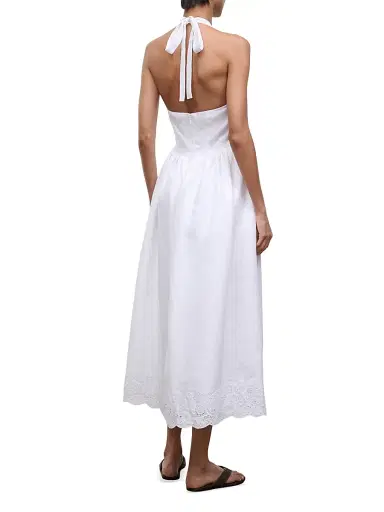 Staud Women's Grazia Linen Halter Midi-Dress - White - Size 12 | Thumbnail 4