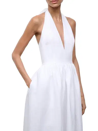 Staud Women's Grazia Linen Halter Midi-Dress - White - Size 12 | Thumbnail 5